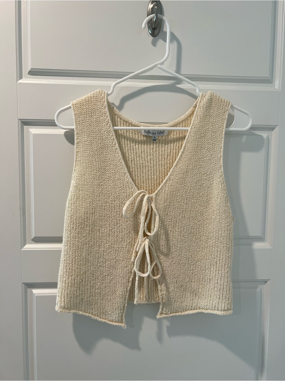Soft & Simple Cream Knit Tie-Front Tank Vest